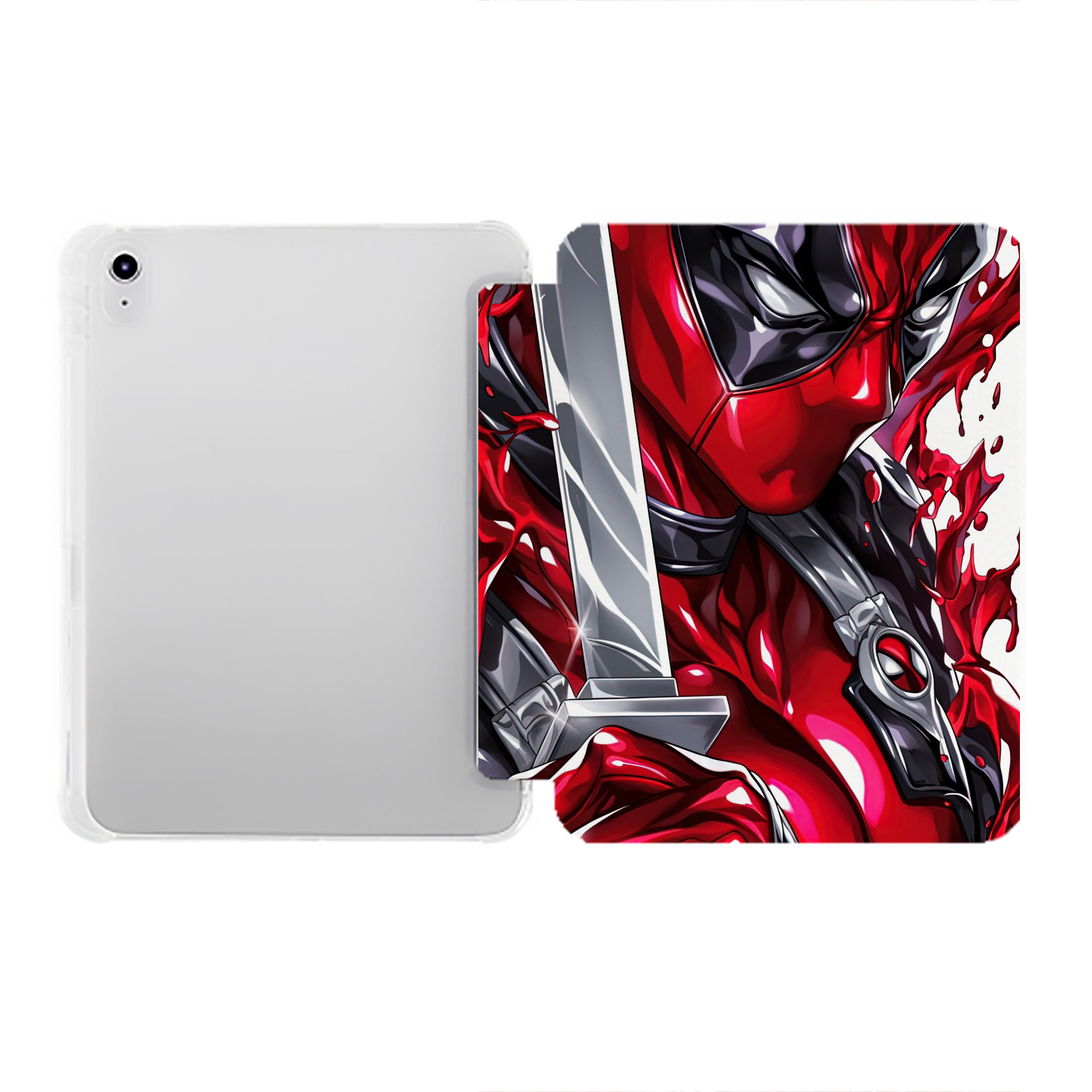 （画像用） Deadpool デッドプール IPad ケース ペン収納付き 三つ折りスタンド PUレザー×シリコン 対応機種9.5/10.5/10.9インチ